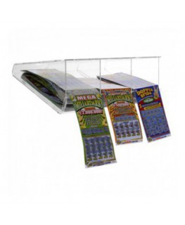 E-408 EGV-C - Espositore gratta e vinci da soffitto in plexiglass trasparente a 3 scomparti lato rivenditore