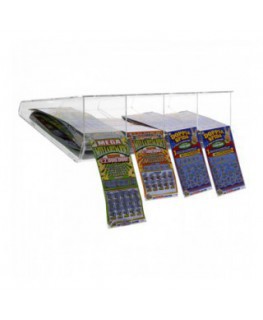 E-408 EGV-D - Espositore gratta e vinci da soffitto in plexiglass trasparente a 4 scomparti lato rivenditore