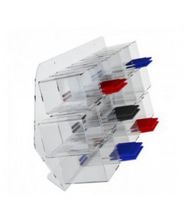E-413 EPP - Porta penne da parete in plexiglass trasparente a 16 contenitori