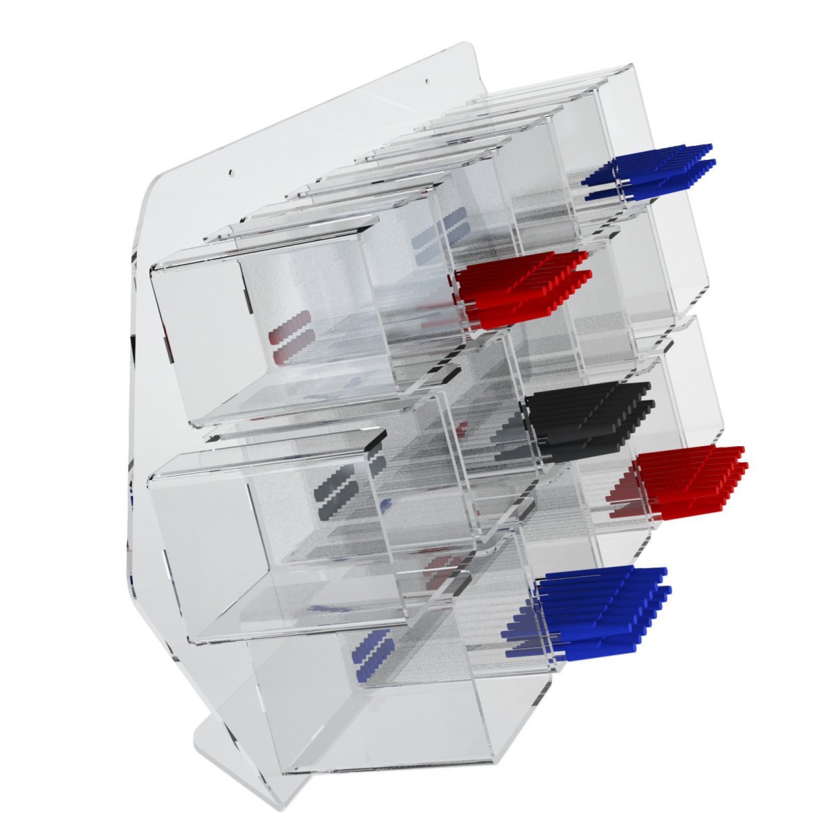 E-413 EPP - Porta penne da parete in plexiglass trasparente a 16 contenitori