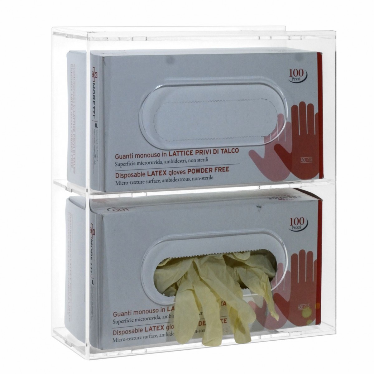 Porta guanti o dispenser per guanti capacità 2 scomparti - CM(LxPxH):  26x10x30