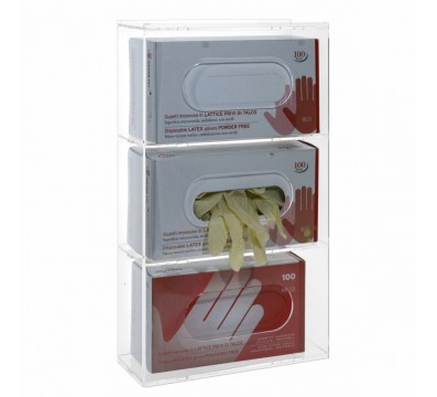 E-523 POG-C - Porta guanti o dispenser per guanti capacità 3 scomparti - CM(LxPxH): 26x10x44