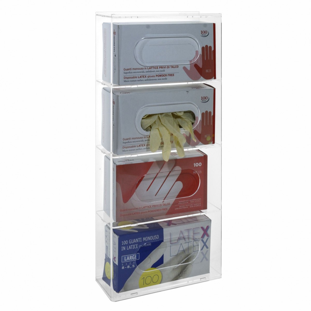 E-523 POG-D - Porta guanti o dispenser per guanti capacità 4 scomparti - CM(LxPxH): 26x10x58.5