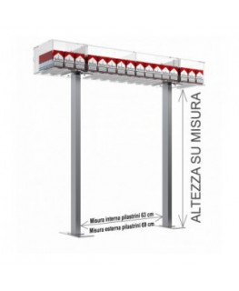 E-533 ESS-A - Struttura a ponte da banco per espositore porta sigarette da 20 a 16 postazioni - CM(LxPxH):108x25x15