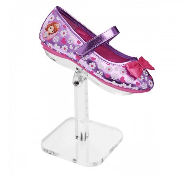 E-149 - Espositore porta scarpe in plex trasp. con piano regolabile