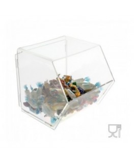 E-045 PC - Porta caramelle in plexiglass trasparente SENZA sportello - Misure: 16x17x H17 cm
