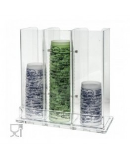 E-084 PCO - Porta coppette gelati a 3 scomparti con segnaprezzi in plexiglass - H31 cm