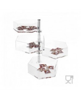 E-085 PBE - Porta bustine in Plexiglass esagonale a 4 piani
