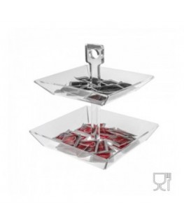 E-088 PB2 - Porta caramelle e bustine da tavolo in Plexiglass formato da 2 piatti