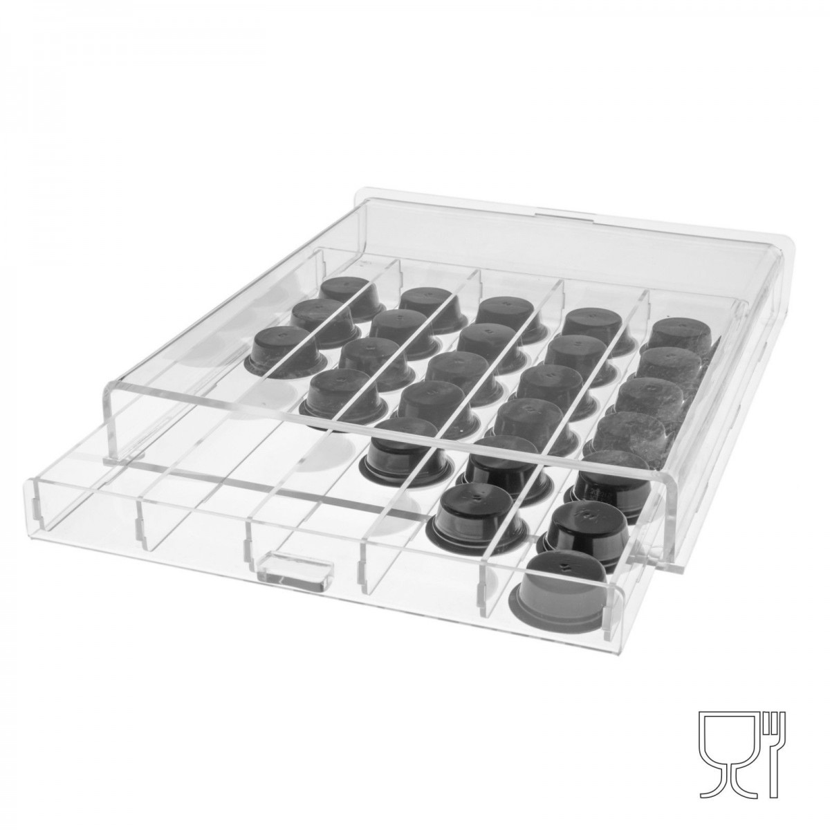 Porta capsule caffè in plexiglass trasparente