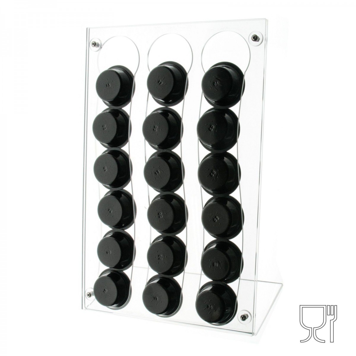 E-097 POC - Porta capsule caffè da banco in plexiglass trasparente - Capienza 18 Capsule