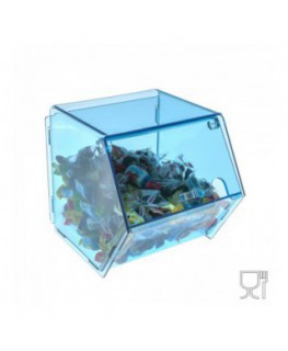 E-001 PC-B - Porta caramelle in plexiglass trasparente e colorato con sportello - 16 x 25 x H17