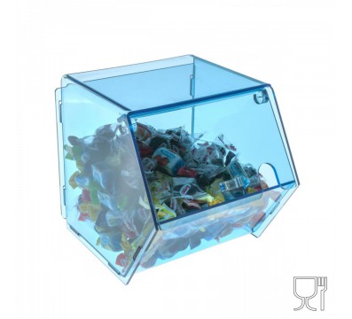 E-001 PC-B - Porta caramelle in plexiglass trasparente e colorato con sportello - 16 x 25 x H17