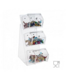 E-004 PC - Porta caramelle in plexiglass a 3 scomparti con sportello