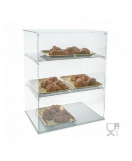 E-008 VB - Vetrina da banco in plexiglass trasparente a 3 ripiani bianchi, dotati ciascuno di sportellino - Misure: 57 x 42 x...