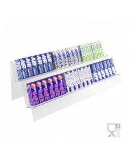 E-030 SP - Espositore in plexiglass trasparente a 2 ripiani - Misure: 42.5x17x H15 cm