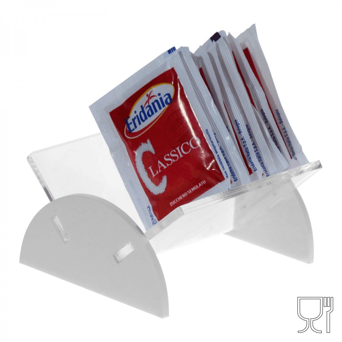 Lavabile in lavastoviglie-Set da 8 pz-MADE in ITALY Bianco Garnet 9013 Porta bustine di zucchero da bar per tavolino in plastica 