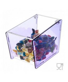 E-040 PC - Porta caramelle in plexiglass a trapezio con sportello - Misure: 10 x 18 x H13 cm