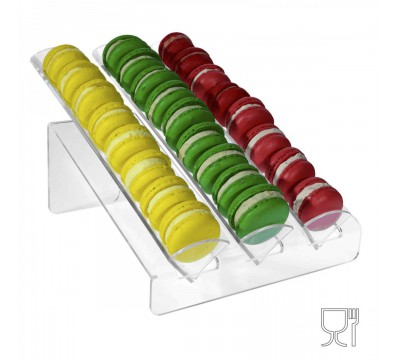 E-144 - Porta macaron in plexiglass trasparente con Ripiano Inclinato