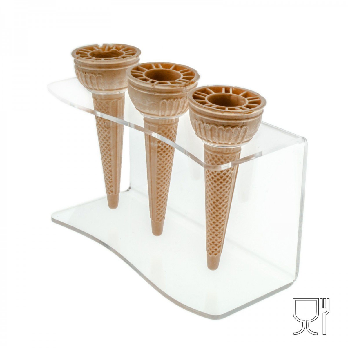 Expositor de mostrador para conos de helado en plexiglás transparente