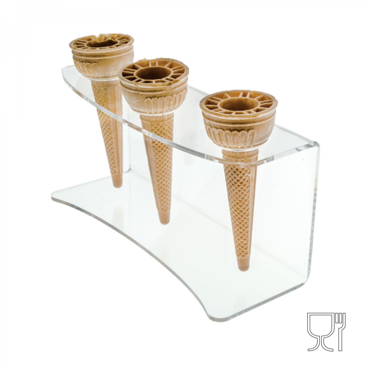 Expositor de mostrador para conos de helado en plexiglás transparente