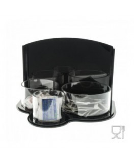 E-176 POB - Porta bustine da zucchero in Plexiglass nero e trasparente - Misure: 24 x 21 x H18 cm