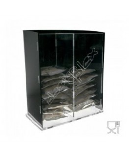 E-186 POC - Porta cialde caffè a 2 scomparti realizzato in plexiglass nero e trasparente