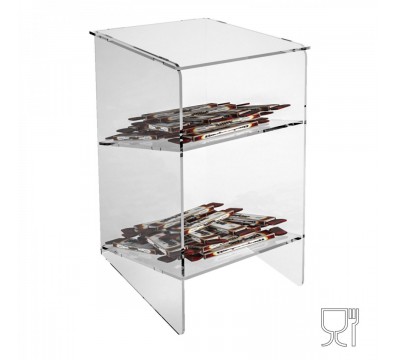 E-224 - Porta caramelle in plexiglass trasparente con Ripiano Inclinato