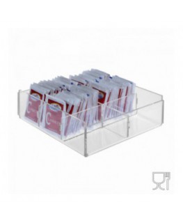 E-228 POB-D - Porta bustine zucchero in Plexiglass capacità 6 postazioni - CM(LxPxH): 17x17x5