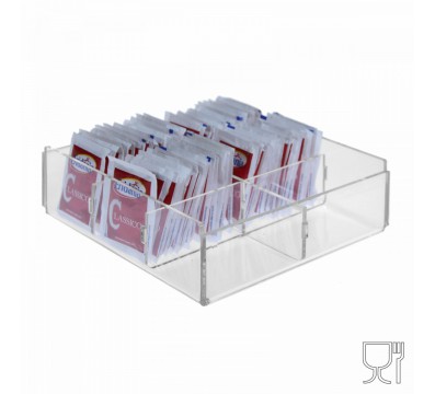 E-228 POB-D - Porta bustine zucchero in Plexiglass capacità 6 postazioni - CM(LxPxH): 17x17x5