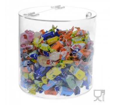 E-313 - Espositore multiuso in plexiglass trasparente con coperchio - Diametro 20 cm.