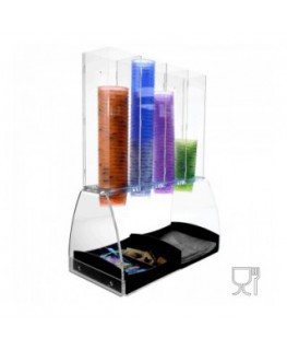 E-320 EPC - Porta coppette in plexiglass trasparente da 4 colonne