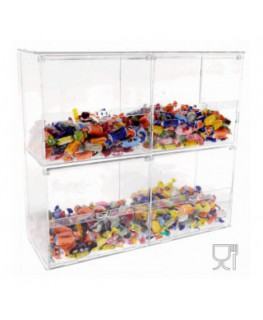 E-340 PCR - Porta caramelle in plexiglass trasparente con sportelli a 4 scomparti