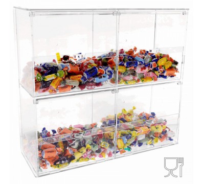 E-340 PCR - Porta caramelle in plexiglass trasparente con sportelli a 4 scomparti