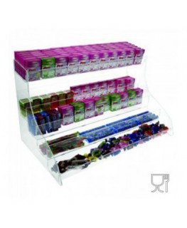 E-382 PCR - Porta caramelle da banco in plexiglass trasparente a 5 ripiani