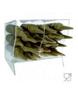 E-404 PCN - Porta coni in plexiglass trasparente orizzontale a 2 scomparti