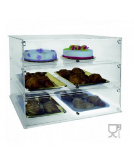 E-423 VB - Ampia vetrina espositiva in plexiglass trasparente a 3 ripiani - Misure: 60 x 45 x 47 cm