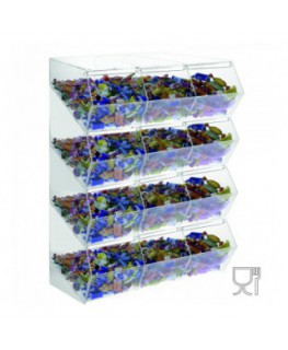 E-495 - Porta caramelle in plexiglass trasparente CON sportello e Ripiano Inclinato