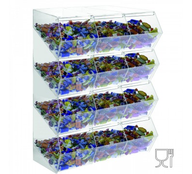 E-495 - Porta caramelle in plexiglass trasparente CON sportello e Ripiano Inclinato