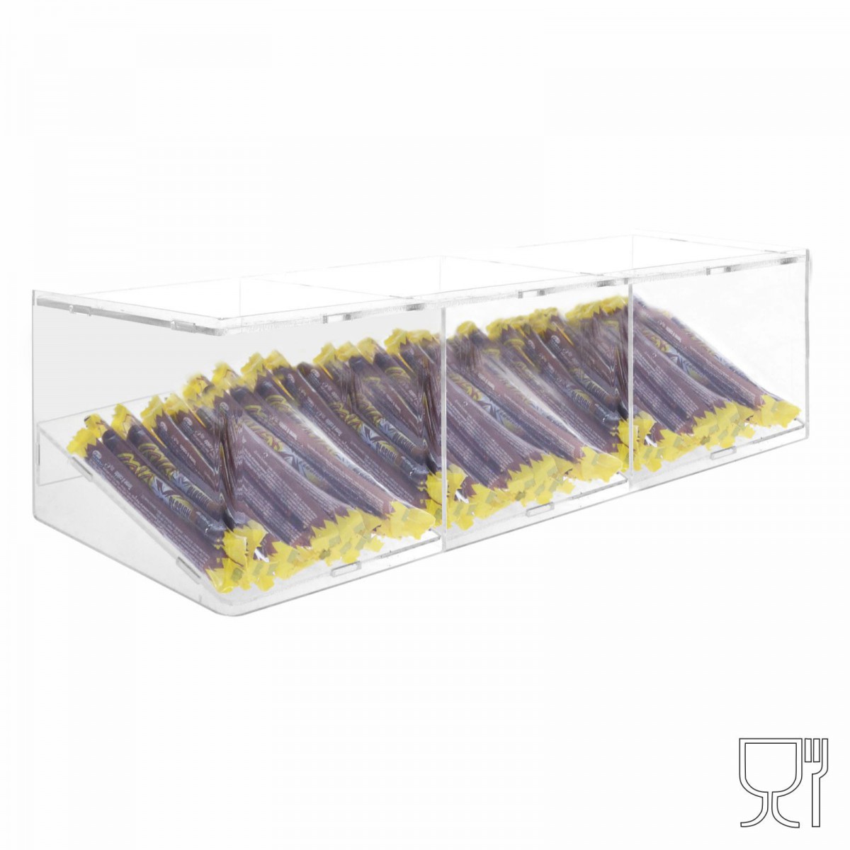E-501 - Porta caramelle in plexiglass trasparente con Ripiano Inclinato