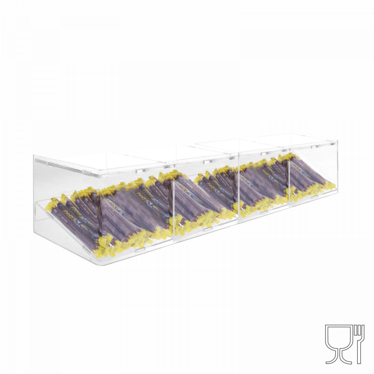 E-502 - Porta caramelle in plexiglass trasparente con Ripiano Inclinato