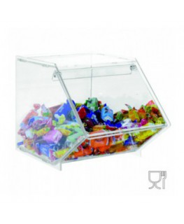 E-503 - Porta caramelle in plexiglass trasparente CON sportello e Ripiano Orizzontale