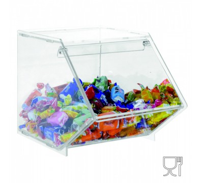 E-503 - Porta caramelle in plexiglass trasparente CON sportello e Ripiano Orizzontale