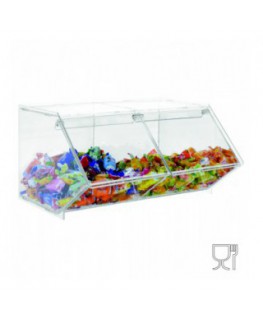 E-504 - Porta caramelle in plexiglass trasparente CON sportello e Ripiano Orizzontale