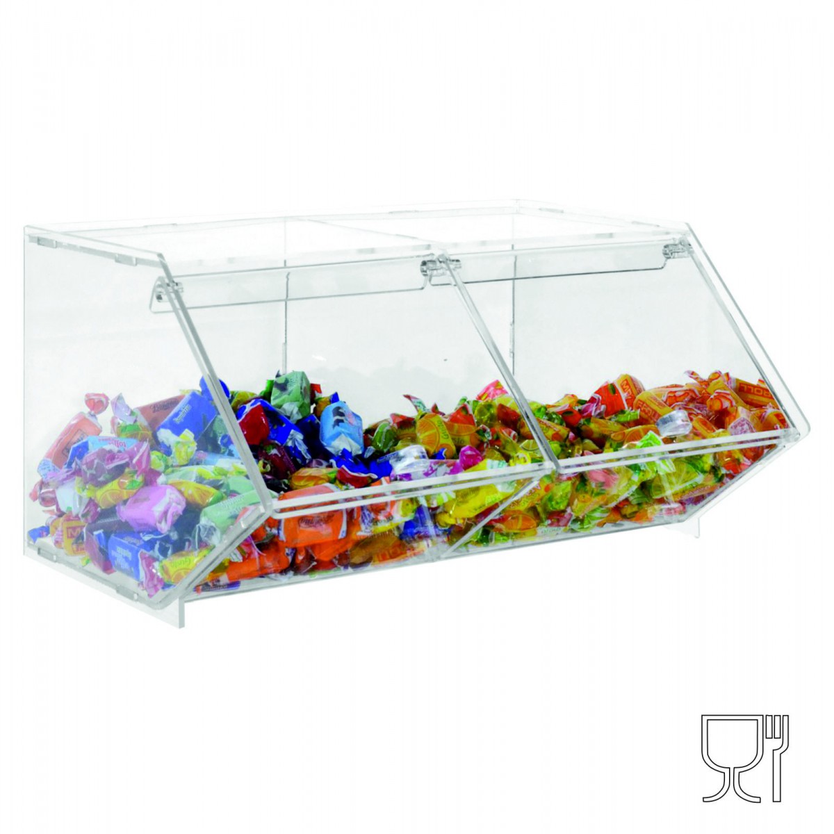 Boîte à bonbons en plexiglass transparent avec couvercle et 2