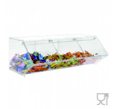 E-505 - Porta caramelle in plexiglass trasparente CON sportello e Ripiano Orizzontale