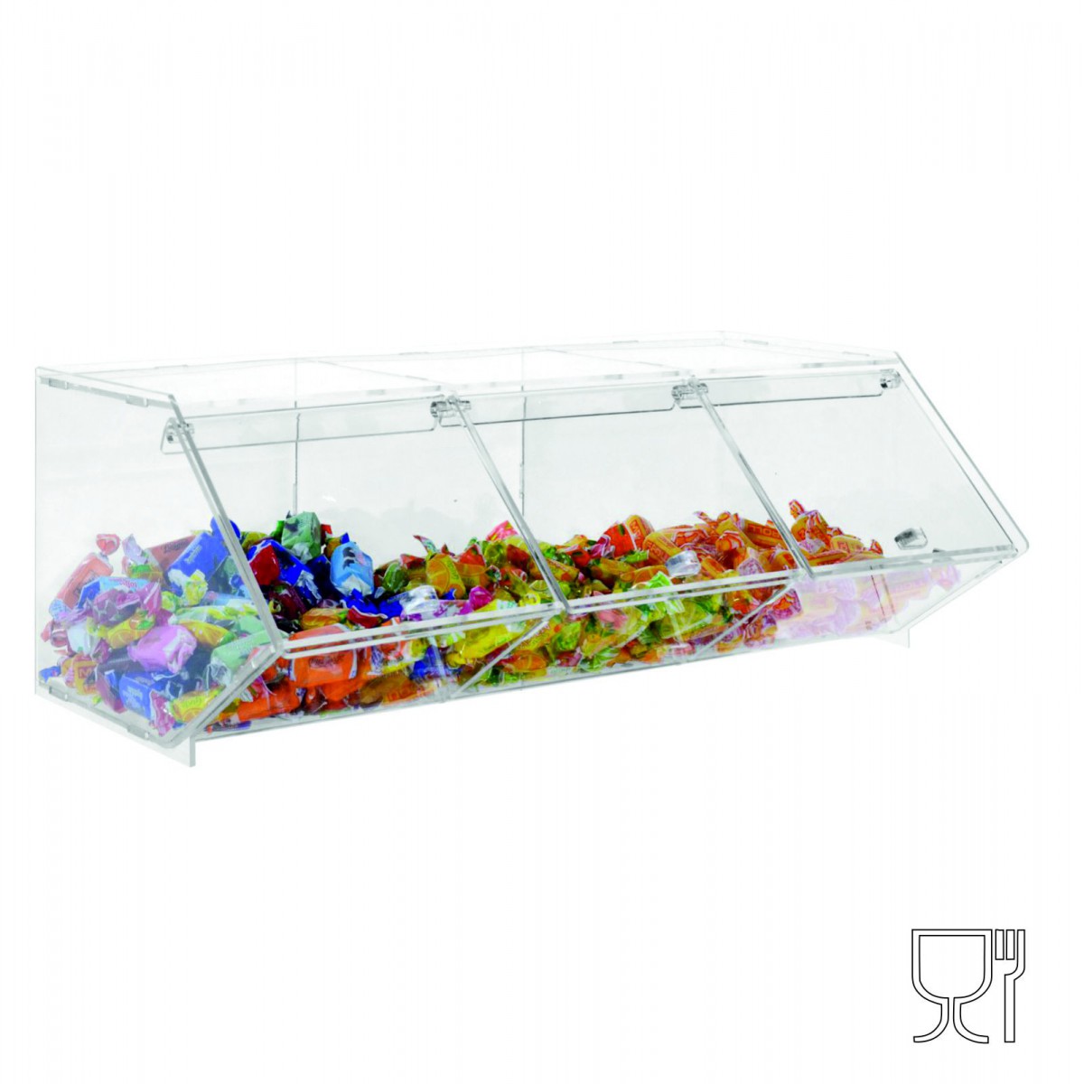 E-505 - Porta caramelle in plexiglass trasparente CON sportello e Ripiano Orizzontale