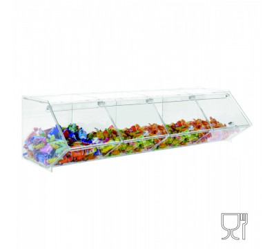 E-506 - Porta caramelle in plexiglass trasparente CON sportello e Ripiano Orizzontale