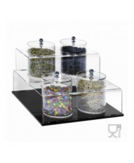 E-522 - Porta graniglie o granelle in plexiglass trasparente e base nera