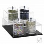 Clear acrylic sprinkle holder with revolving with black base with bins